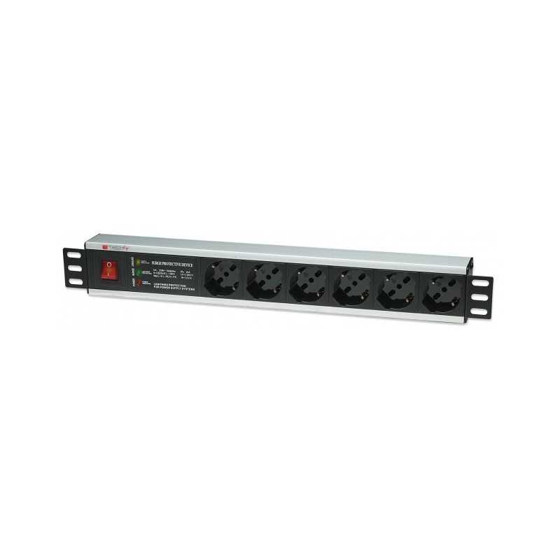 6-fach Steckdosenleiste mit Schalter und Schutz für 19" Rackschrank 6-fach Steckdosenleiste mit Schalter und Schutz für 19" Rackschrank
