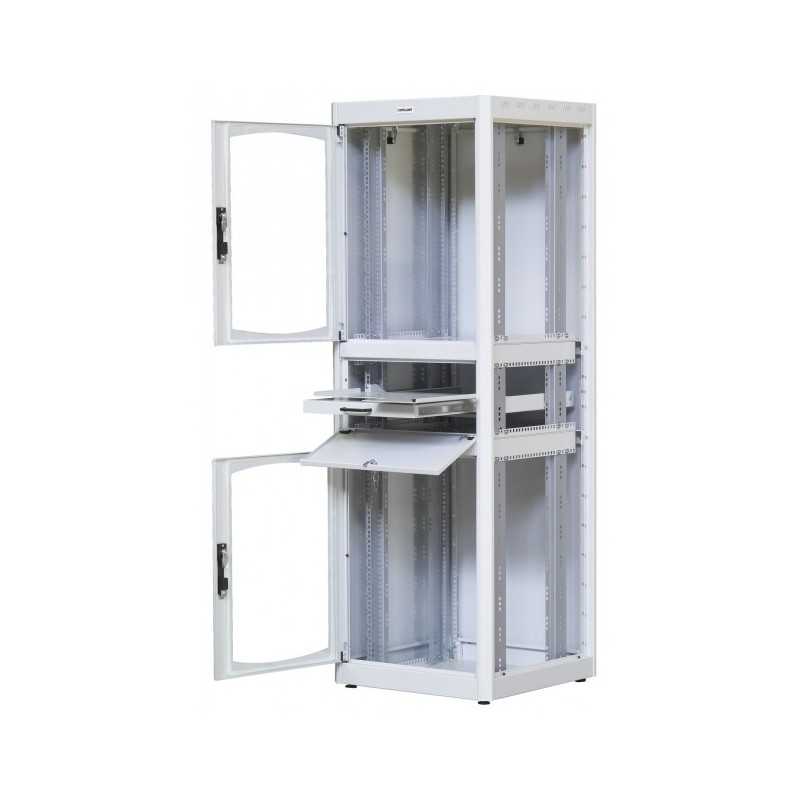 Armadio rack 600x600 38U 19" con ripiano per tastiera colore grigio Armadio rack 600x600 38U 19" con ripiano per tastiera colore grigio