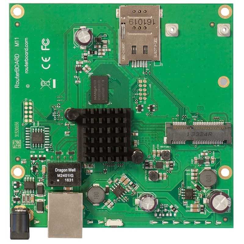 RBM11G RouterBOARD small size 1x slot SIM dati 1x port LAN Gigabit 1x slot miniPCle RBM11G RouterBOARD small size 1x slot SIM dati 1x port LAN Gigabit 1x slot miniPCle
