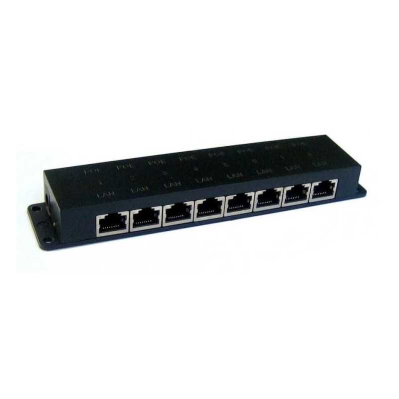Panel PoE pasivo con 8 puertos ethernet 10/100Mbps Panel PoE pasivo con 8 puertos ethernet 10/100Mbps