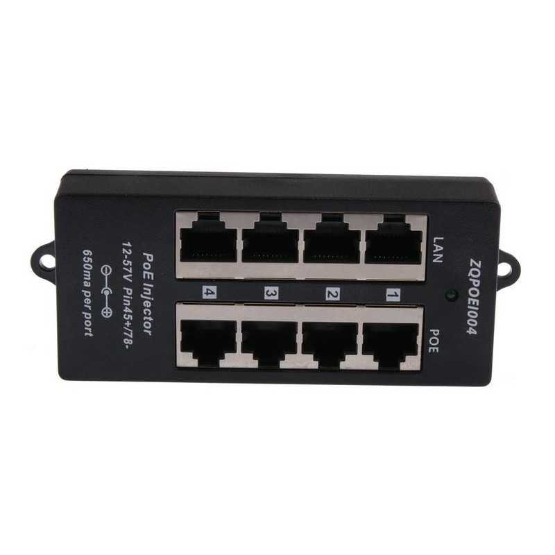 Panel PoE pasivo con 4 puertos ethernet 10/100Mbps Panel PoE pasivo con 4 puertos ethernet 10/100Mbps