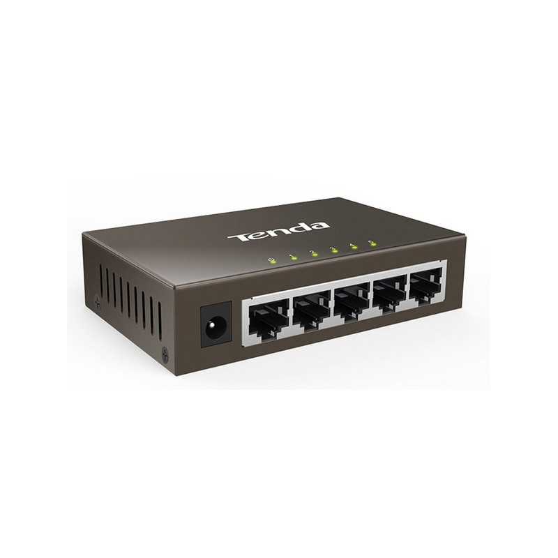 Switch metálico Gigabit de 5 puertos TEG1005D con protección Tenda 6KV