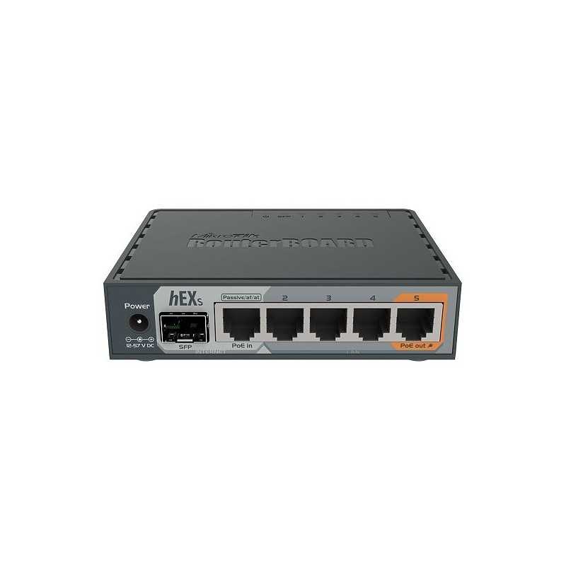 Routerboard HEX S RB760iGS 5 puertos Gigabit, salida SFP PoE, USB Mikrotik Routerboard HEX S RB760iGS 5 puertos Gigabit, salida SFP PoE, USB Mikrotik
