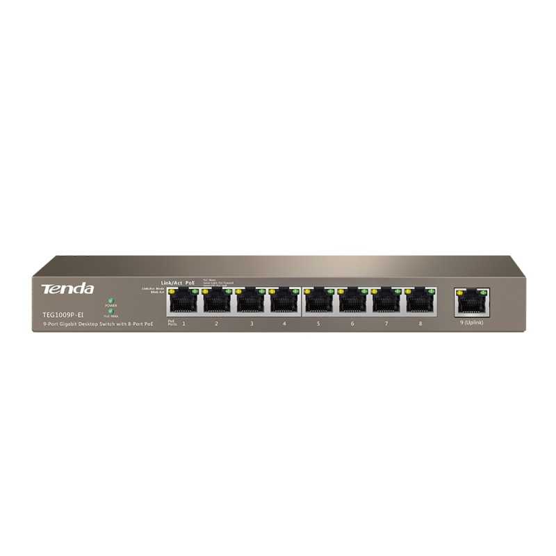 Commutateur gigabit TEG1009P-EI à 9 ports avec 8 ports Tenda POE Commutateur gigabit TEG1009P-EI à 9 ports avec 8 ports Tenda POE