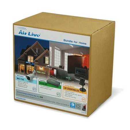 Videosurveillance professional kit IP AirLive BU-720 + IP200PHD + Live-8F