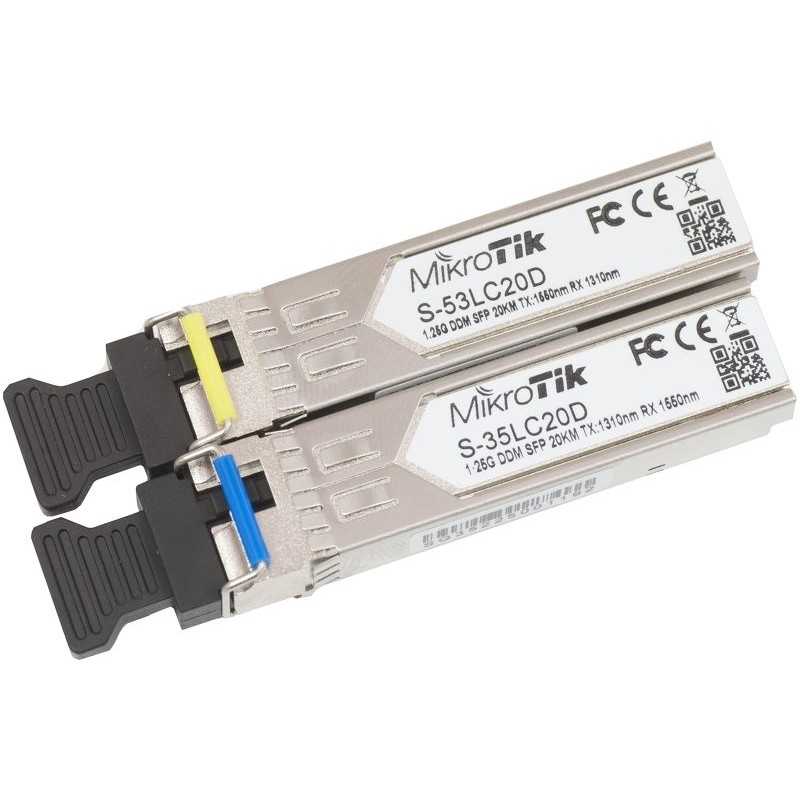 Pair of S-3553LC20D single-mode 1.25G SFP modules with LC optic connector