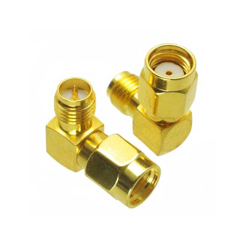 Adaptador Angular 90° RP-SMA Macho - RP-SMA Hembra