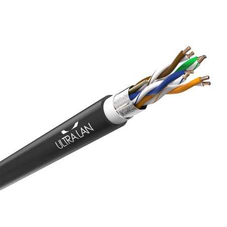 Cable de red LAN FTP Cat5e exterior blindado CCA con doble cubierta, bobina 305 m