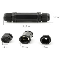 Outdoor STP Ethernet cable coupler Cat.5e/6/7 IP68 RJ45-RJ45