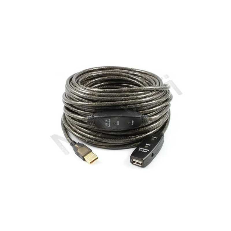 Cable de extensión USB 2.0 activo de 20 m con conector de alimentación externo