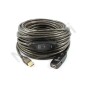 Cable de extensión USB 2.0 activo de 20 m con conector de alimentación externo