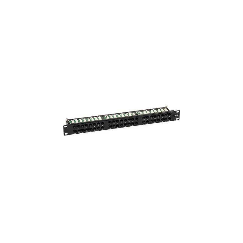 Patch Panel 1U 48 Ports Cat.6 RJ45 + cable clamp Patch Panel 1U 48 Ports Cat.6 RJ45 + cable clamp