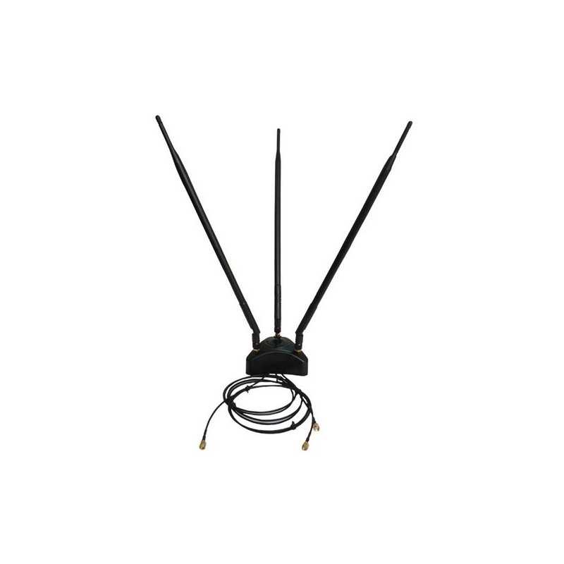 Magnetic Base + 3 Antennas Wi-Fi 9dBi + 3 cables 2m rp-sma plug