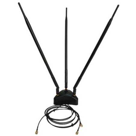 Base magnetica + 3 Antenne Wi-Fi 9dBi + 3 cavi 2m rp-sma plug