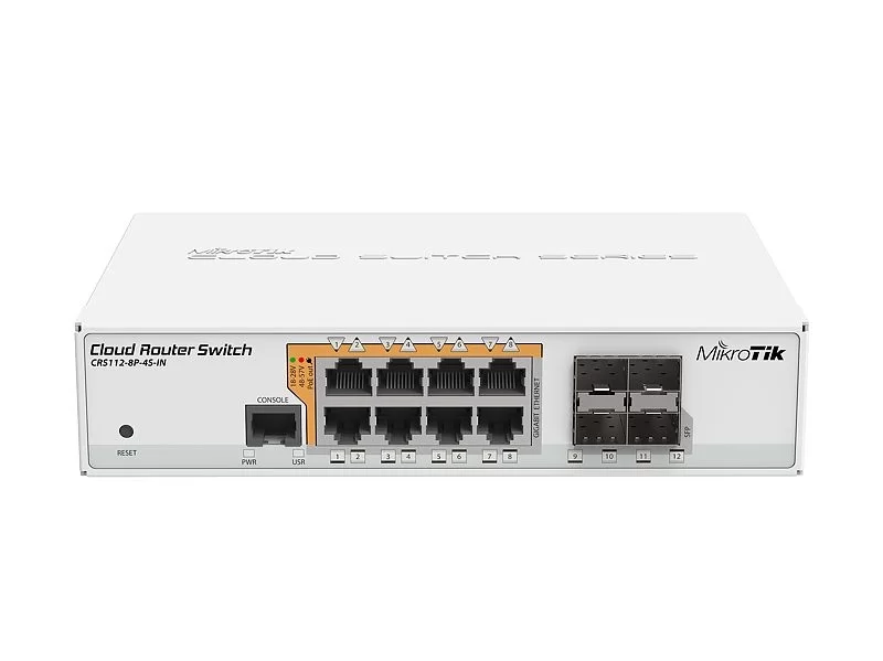 CRS112-8P-4S-IN Switch 8 Porte Gigabit PoE + 4 SFP RouterOS L5 Mikrotik