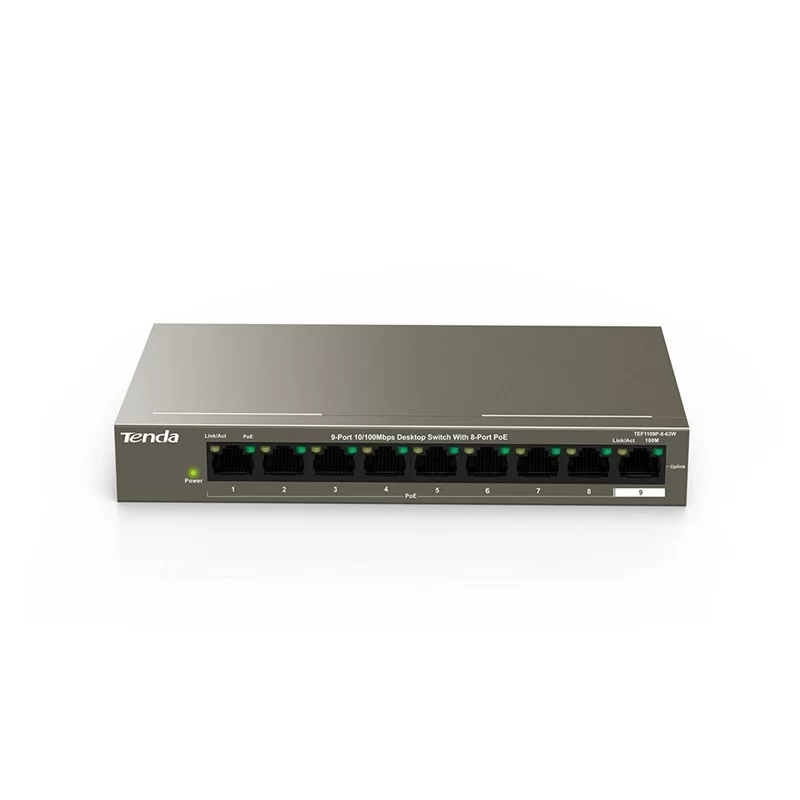 TEF1109P Switch PoE 9 puertos 10/100 de los cuales 8 PoE Tenda