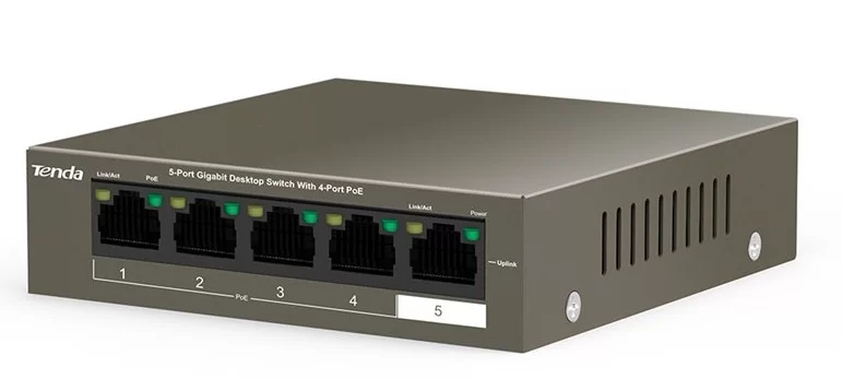 TEG1105P switch 5 porte gigabit con 4 porte POE Tenda